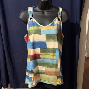 Amazon Multicolor Block Stripe Tank Top with Ring Straps